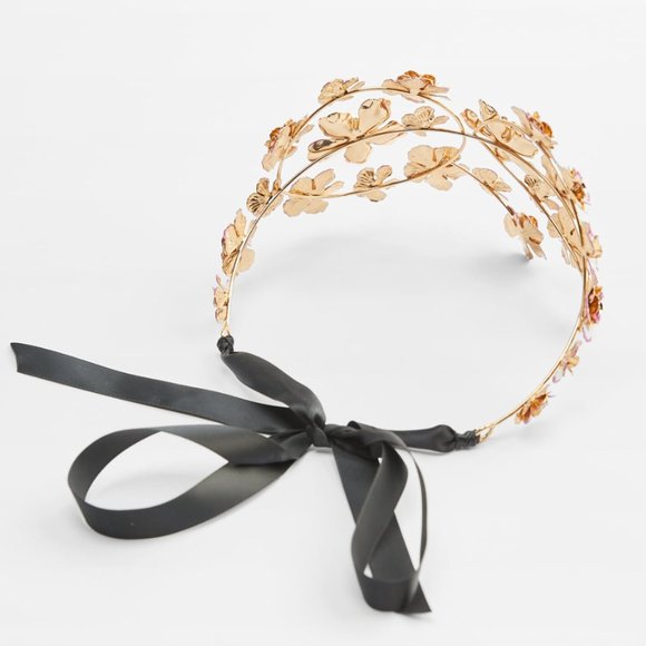 NWT Pink Flower Rhinestone Appliqué Headband main image 4